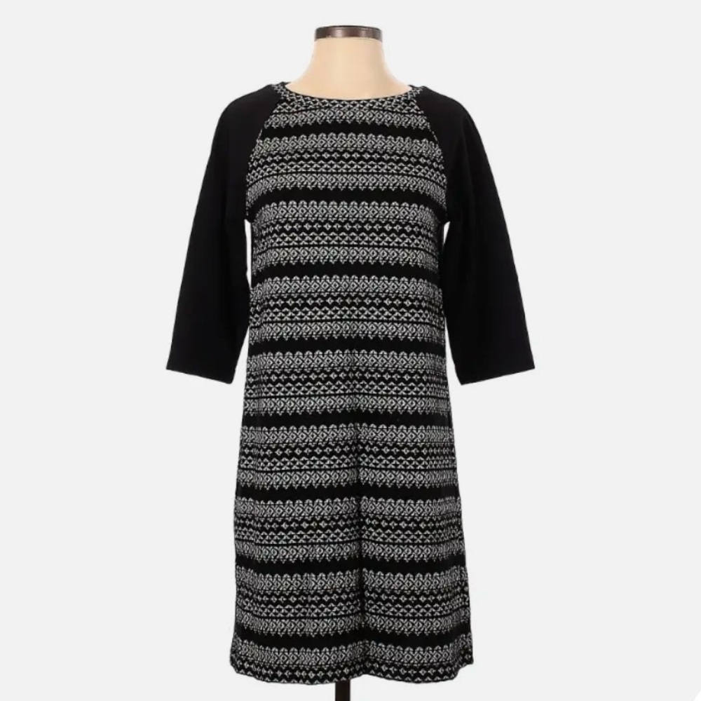 Host Pick 🎉 NWOT Loft Black & White Geometric Print Dress, Size Small Petite